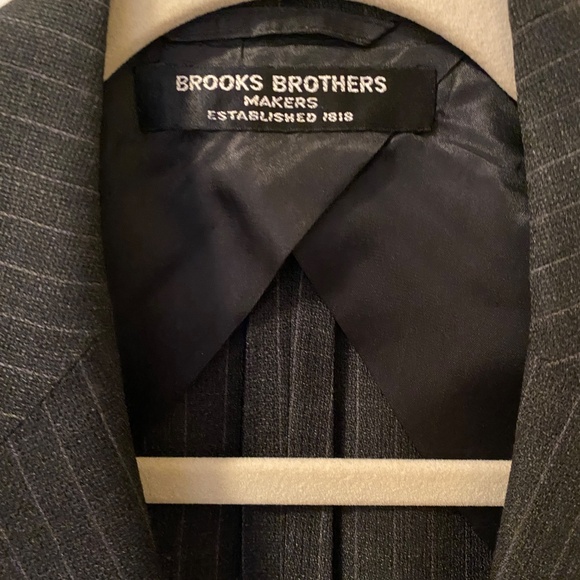 Brooks Brothers 1818 3 Piece Wool Suit, Black with Pinstripes - Picture 3 of 15